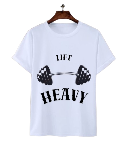 white zym printed t shirt